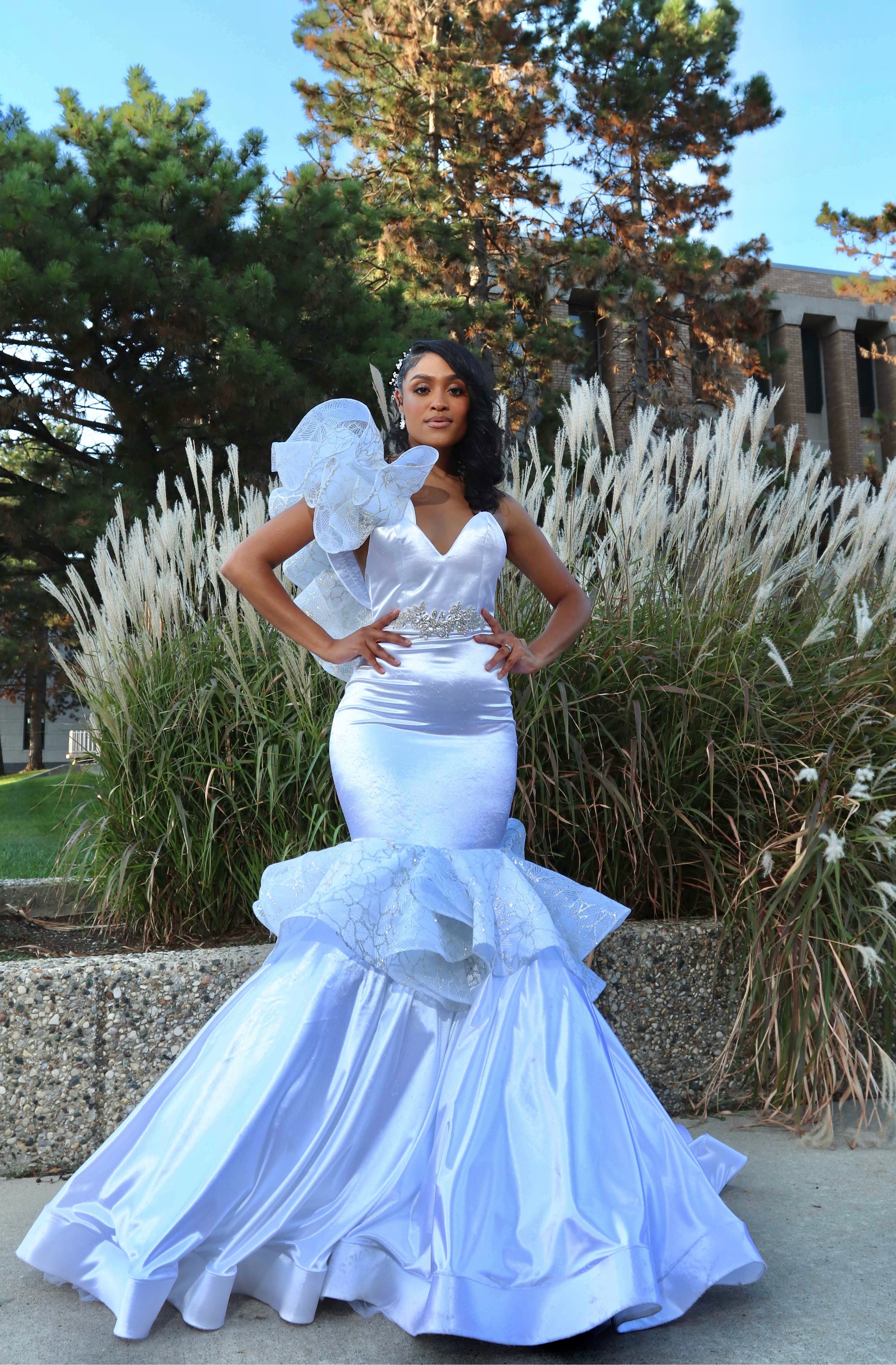 Ruffle Arm Mermaid gown